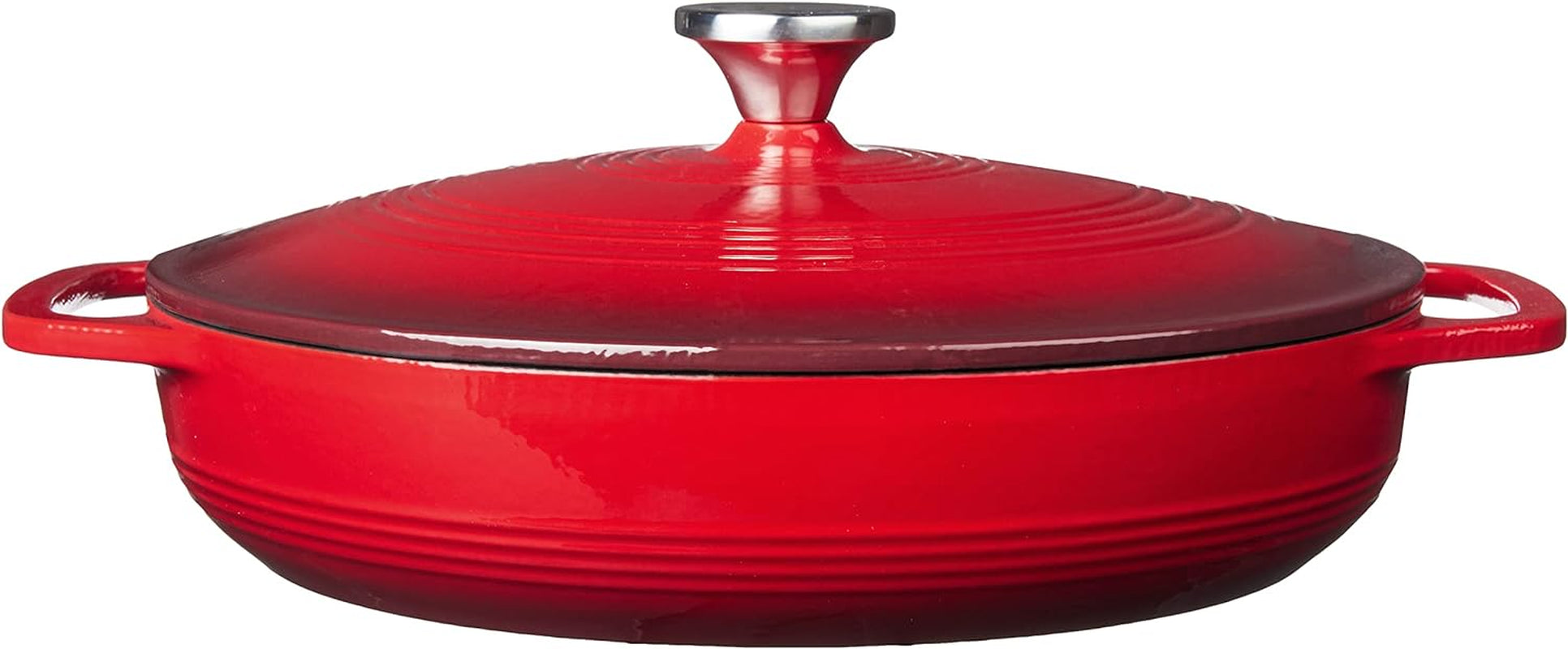 3.6 Quart Enameled Cast Iron Oval Casserole with Lid– Dual Handles – Oven Safe up to 500° F or on Stovetop - Use to Marinate, Cook, Bake, Refrigerate and Serve – Island Spice Red